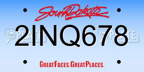 2INQ678 South Dakota License Plate