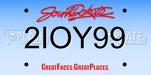 2IOY99 South Dakota License Plate