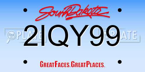 2IQY99 South Dakota License Plate