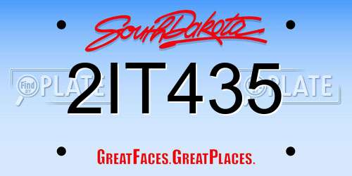 2IT435 South Dakota License Plate
