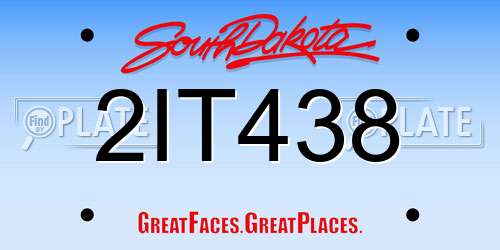 2IT438 South Dakota License Plate