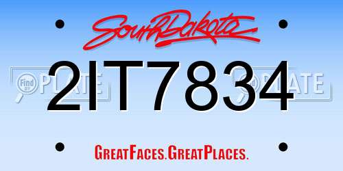 2IT7834 South Dakota License Plate