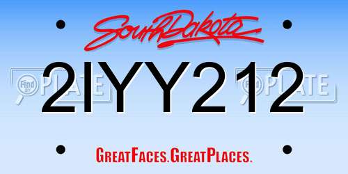 2IYY212 South Dakota License Plate