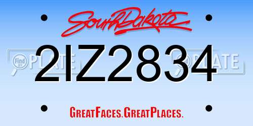 2IZ2834 South Dakota License Plate