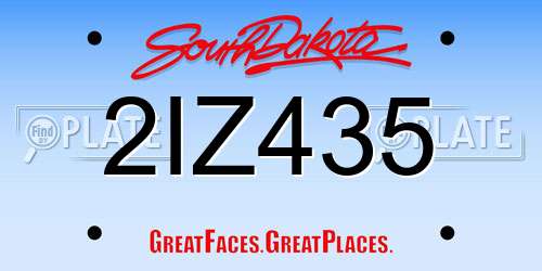 2IZ435 South Dakota License Plate