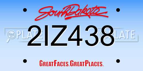 2IZ438 South Dakota License Plate