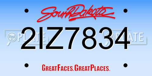 2IZ7834 South Dakota License Plate