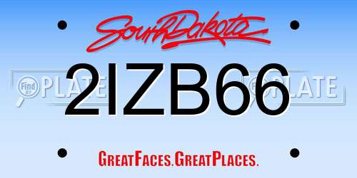 2IZB66 South Dakota License Plate