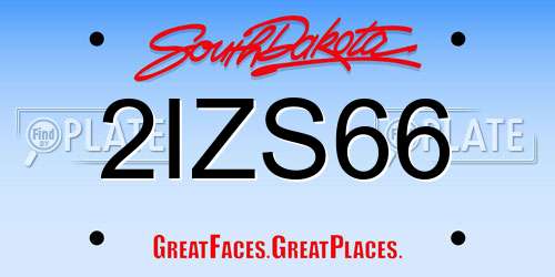 2IZS66 South Dakota License Plate