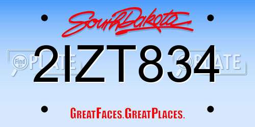 2IZT834 South Dakota License Plate