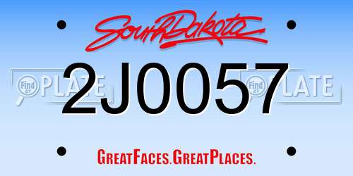 2J0057 South Dakota License Plate