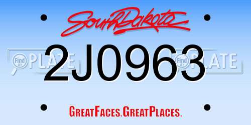 2J0963 South Dakota License Plate