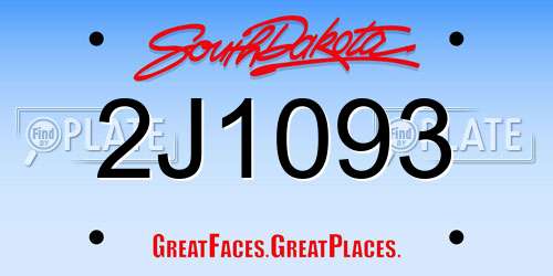 2J1093 South Dakota License Plate