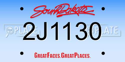 2J1130 South Dakota License Plate
