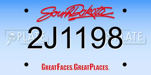 2J1198 South Dakota License Plate