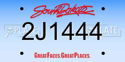 2J1444 South Dakota License Plate