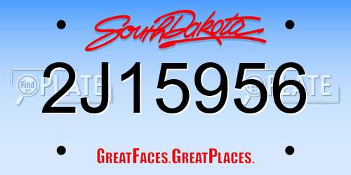 2J15956 South Dakota License Plate