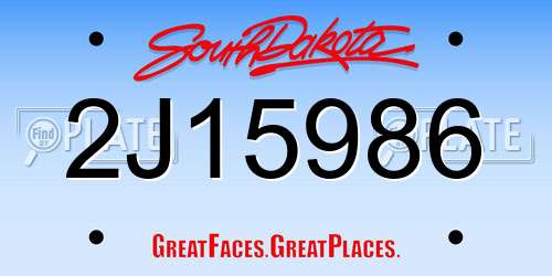 2J15986 South Dakota License Plate