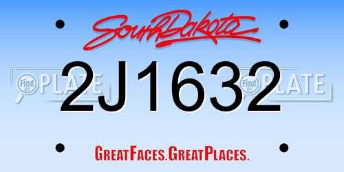 2J1632 South Dakota License Plate