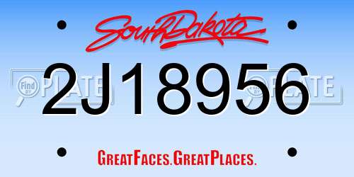 2J18956 South Dakota License Plate