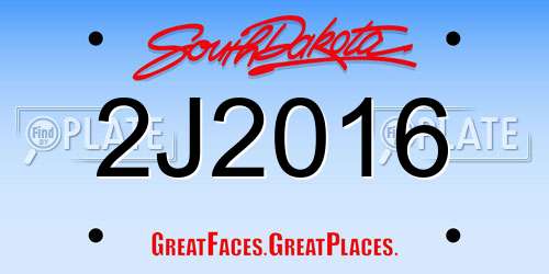 2J2016 South Dakota License Plate