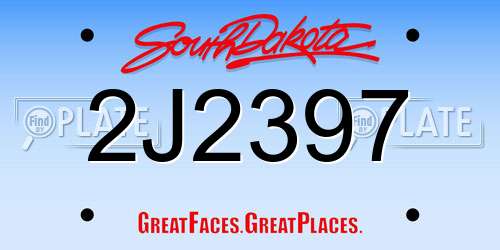 2J2397 South Dakota License Plate