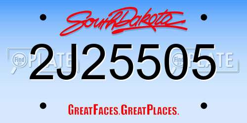 2J25505 South Dakota License Plate