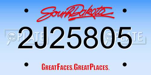 2J25805 South Dakota License Plate