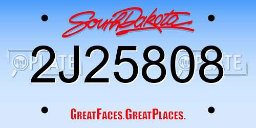 2J25808 South Dakota License Plate