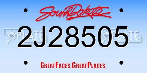 2J28505 South Dakota License Plate