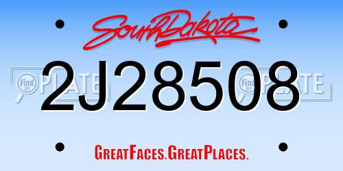 2J28508 South Dakota License Plate