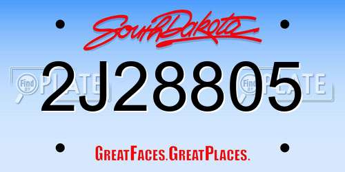 2J28805 South Dakota License Plate