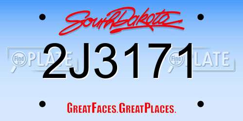 2J3171 South Dakota License Plate