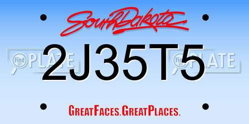 2J35T5 South Dakota License Plate