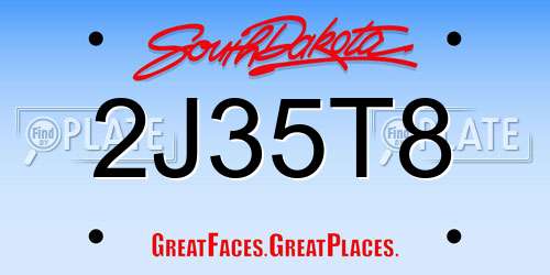 2J35T8 South Dakota License Plate