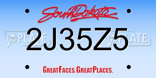 2J35Z5 South Dakota License Plate
