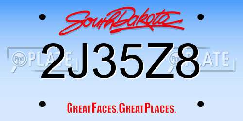 2J35Z8 South Dakota License Plate