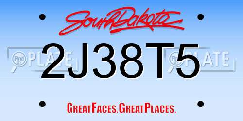 2J38T5 South Dakota License Plate