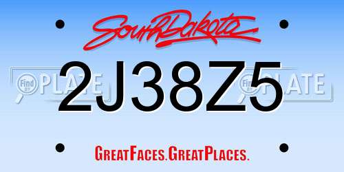 2J38Z5 South Dakota License Plate