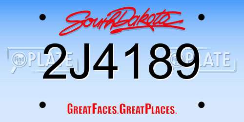 2J4189 South Dakota License Plate