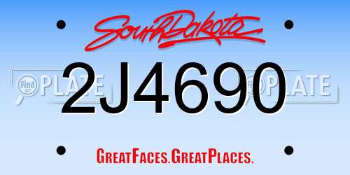 2J4690 South Dakota License Plate