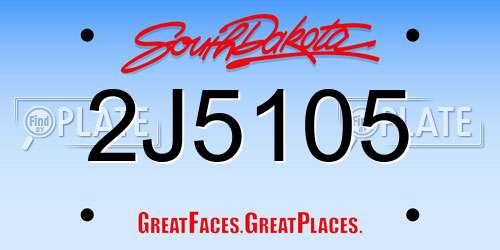 2J5105 South Dakota License Plate