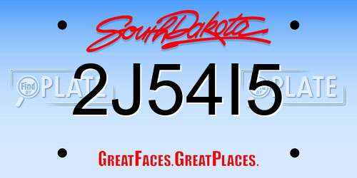 2J54I5 South Dakota License Plate