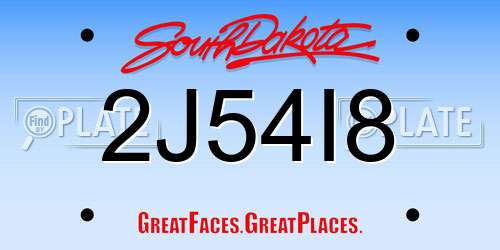 2J54I8 South Dakota License Plate