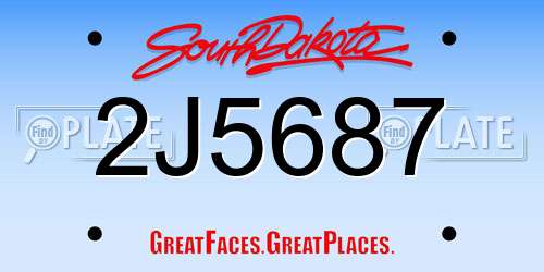 2J5687 South Dakota License Plate