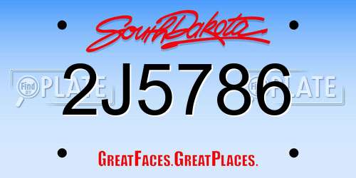 2J5786 South Dakota License Plate