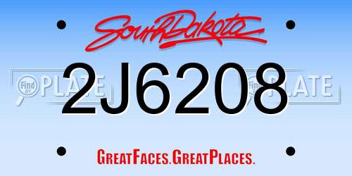2J6208 South Dakota License Plate