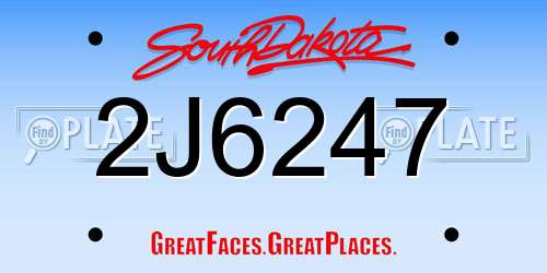 2J6247 South Dakota License Plate