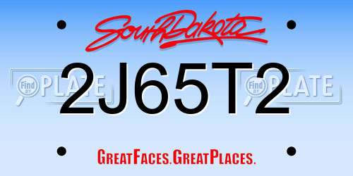 2J65T2 South Dakota License Plate
