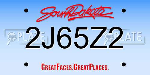 2J65Z2 South Dakota License Plate
